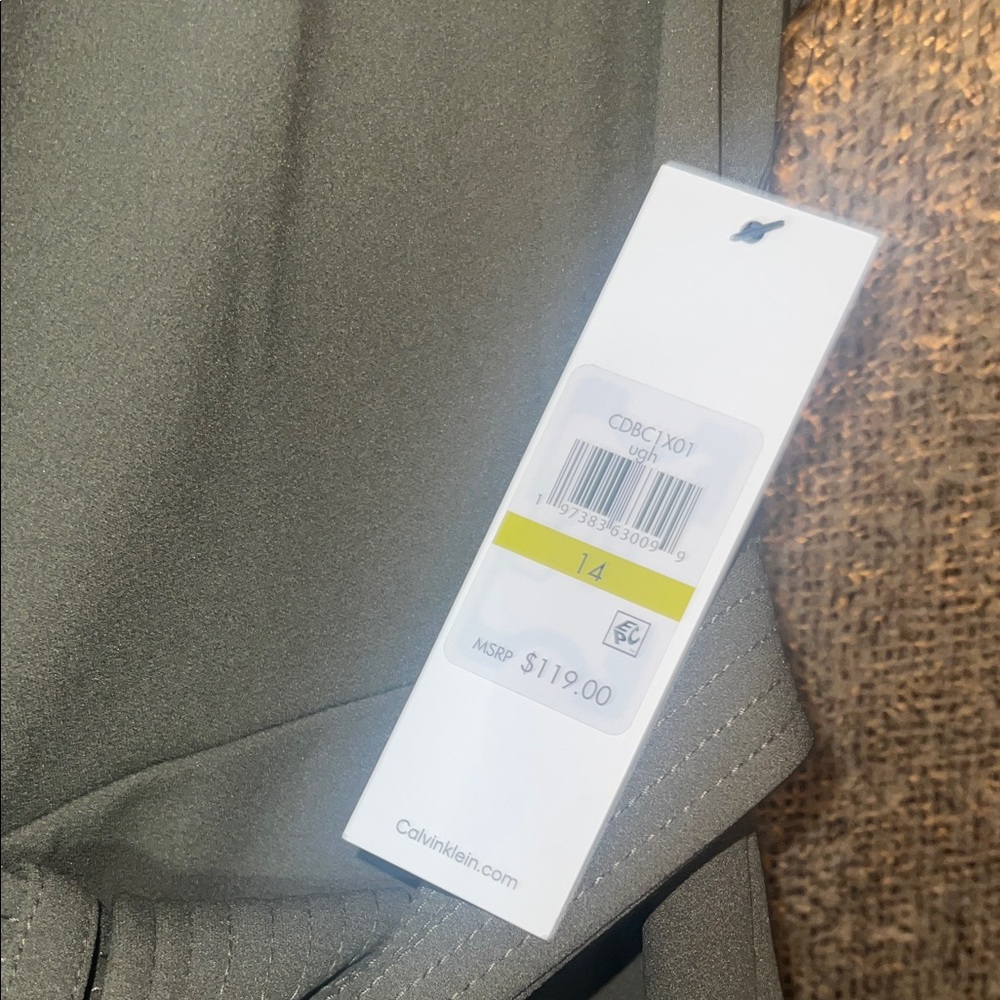 Calvin Klein Olive Belted Midi Dress - Picture 2 of 6